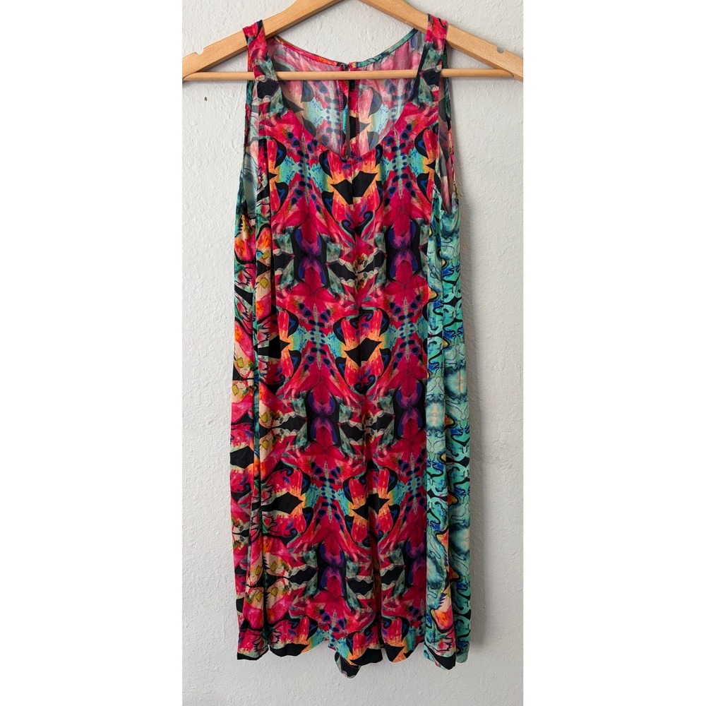 Vastra Kuteer Women Multi Color Kaleidoscopic Print Romper Small Boho Festival - Picture 2 of 7